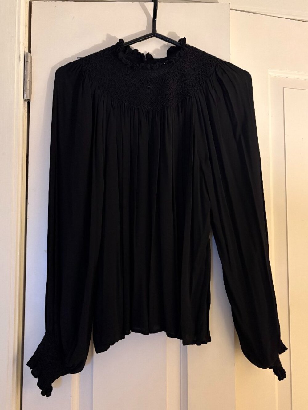 MNG Mango Black Gathered Blouse, Size 6